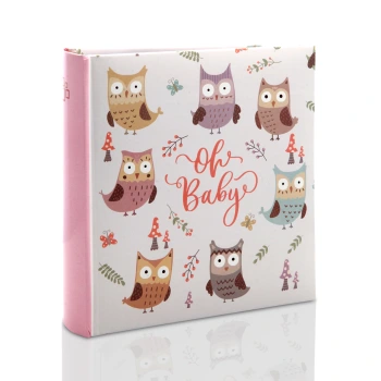 Album wsuwany Baby Sówki Różowy z opisem (200 zdjęć 10x15)